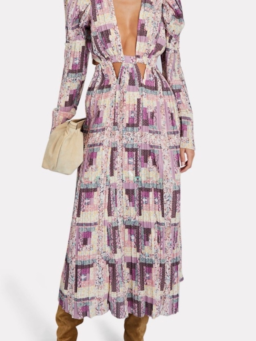 Sea New York Lavender Patchwork Cutout Maxi Dress